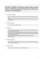 NR 599 / NR599 Final Exam Study Guide (Latest 2024 / 2025) Nursing Informatics for Advanced Practice - Chamberlain