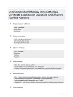 ONS/ONCC Chemotherapy Immunotherapy  Certificate Exam Latest   Questions And Answers (Verified Answers)