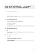 IRENE GOLD BOARDS PART 1 PHYSIOLOGY EXAM WITH 100% CORRECT ANSWERS 