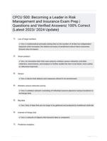 CPCU 500: Becoming a Leader in Risk Management and Insurance Exam Prep | Questions and Verified Answers| 100% Correct (Latest 2023/ 2024 Update)