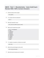 NBCE - Part 1 / Biochemistry - Irene Gold Exam Review With 100% Correct Answers 