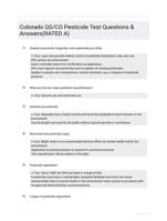 Colorado QS/CO Pesticide Test Questions & Answers(RATED A)