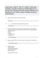 Final Exam: NR571/ NR 571 (2023/ 2024 New Update) Complex Diagnosis &  Management in Acute Care Practicum Exam Review |Weeks 5-8 | Questions and 100% Correct Verified Answers - Chamberlain 