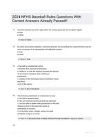 NFHS Baseball Rules Questions and answers | updated 2024/2025 | Rated A+