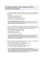 PN Mental Health Online Practice (B) 54 CORRECTLY ANSWERED QUESTIONS LATEST UPDATE