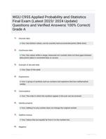 WGU C955 Applied Probability and Statistics Final Exam (Latest 2023/ 2024 Update) Questions and Verified Answers| 100% Correct| Grade A