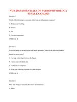 NUR 2063 ESSENTIALS OF PATHOPHYSIOLOGY FINAL EXAM 2023