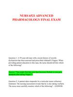 NURS 6521 ADVANCED  PHARMACOLOGY FINAL EXAM