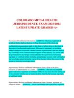 COLORADO METAL HEALTH  JURISPRUDENCE EXAM 2023/2024  LATEST UPDATE GRADED A+