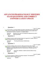 ADVANCED PHARMACOLOGY MIDTERM  EXAM QUESTIONS AND CORRECT  ANSWERS LATEST UPDATE