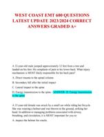 WEST COAST EMT 600 QUESTIONS  LATEST UPDATE 2023/2024 CORRECT  ANSWERS GRADED A+