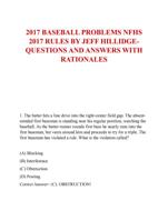 2017 BASEBALL PROBLEMS NFHS  2017 RULES BY JEFF HILLIDGEQUESTIONS AND ANSWERS WITH  RATIONALES