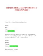 2023/2024 HESI A2 MATH VERSION 1-4  WITH ANSWERS