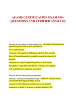 ACAMS CERTIFICATION EXAM 100+  QUESTIONS AND VERIFIED ANSWERS