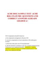 ACHE BOG SAMPLE TEST -ACHE  BOG EXAM 500+ QUESTIONS AND  CORRECT ANSWERS ALREADY  GRADED A+