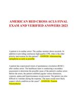 AMERICAN RED CROSS ACLS FINAL  EXAM AND VERIFIED ANSWERS 2023