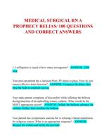 MEDICAL SURGICAL RN A  PROPHECY RELIAS/ 100 QUESTIONS  AND CORRECT ANSWERS