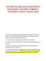 ATI MENTAL HEALTH ASSESSMENT  QUESTIONS AND 100% CORRECT  ANSWERS LATEST UPDATE 2024