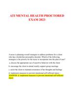 ATI MENTAL HEALTH PROCTORED  EXAM 2023