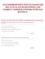 ATI COMPREHENSIVE EXIT EXAM RETAKE  2023 ACTUAL EXAM QUESTIONS AND CORRECT VERIFIED ANSWERS WITH NGN |RATED A+