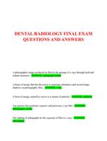 DENTAL RADIOLOGY FINAL EXAM  QUESTIONS AND ANSWERS