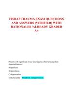 FISDAP TRAUMA EXAM QUESTIONS  AND ANSWERS (VERIFIED) WITH  RATIONALES /ALREADY GRADED  A+