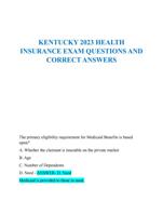 KENTUCKY 2023 HEALTH  INSURANCE EXAM QUESTIONS AND  CORRECT ANSWERS