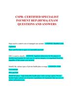 CSPR- CERTIFIED SPECIALIST PAYMENT REP (HFMA) EXAM QUESTIONS AND ANSWERS