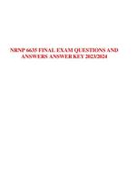 NRNP 6635 FINAL EXAM QUESTIONS AND ANSWERS ANSWERKEY 2023/2024