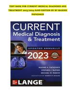 TEST BANK Current Medical Diagnosis & Treatment 2024 63rd Edition Maxine Papadakis, Stephen Mcphee Newest Version