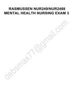 RASMUSSEN NUR249/NUR2488 MENTAL HEALTH NURSING EXAM 3 2024