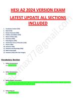 HESI A2 2024 VERSION EXAM LATEST UPDATE ALL SECTIONS INCLUDED