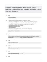 Content Mastery Exam (New 2024/ 2024 Update) | Questions  and Verified Answers| 100% Correct| Grade A