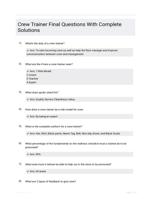 Crew Trainer Final Questions With Complete Solutions