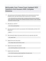 McDonalds Crew Trainer Exam Updated 2023 Questions And Answers With Complete Solutions