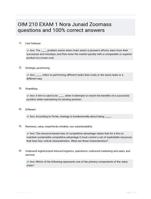 OIM 210 EXAM 1 Nora Junaid Zoomass questions and 100% correct answers