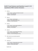 WJEC Food Science and Nutrition Level 3 |121 Questions| With Correct Answers.