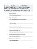 Final Exam 2023 Questions Updated Questions and Answers (Verified Answers)