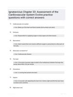 Ignatavicius Chapter 33: Assessment of the Cardiovascular System Evolve practice questions with correct answers