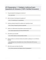 ATI Respiratory 1: Pediatric Asthma Exam Questions & Answers (100% Verified Answers)