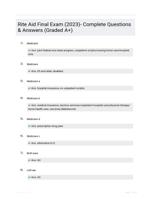 Rite Aid Final Exam (2023)- Complete Questions & Answers (Graded A+)