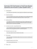 Summary GIS Final based on Final Exam Review Questions and Answers (Latest Update 2023)