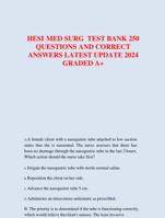 HESI MED SURG TEST BANK 250  QUESTIONS AND CORRECT  ANSWERS LATEST UPDATE 2024 GRADED A+