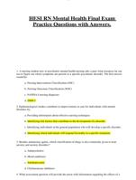 HESI RN Mental Health Final Exam Practice Questions with Answers.