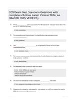 CCS Exam Prep Questions LATEST 2024 ACTUAL EXAM 207 QUESTIONS AND CORRECT DETAILED ANSWERS WITH RATIONALES (VERIFIED ANSWERS) |ALREADY GRADED A+