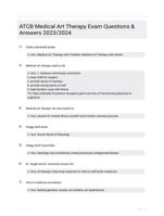 ATCB Medical Art Therapy Exam Questions & Answers 2023/2024