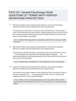 PSYC101: General Psychology EXAM QUESTIONS (27 TERMS) WITH VERIFIED DEFINITIONS UPDATED 2024