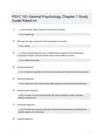 PSYC 101 General Psychology, Chapter 1 Study Guide Rated A+