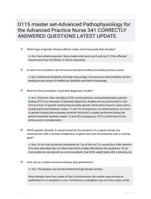 D115 master set-Advanced Pathophysiology for the Advanced Practice Nurse 341 CORRECTLY ANSWERED QUESTIONS LATEST UPDATE