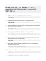   OB/Pediatric EMT FISDAP QUESTIONS & ANSWERS | RECOMMENDED EXAM GUIDE| 100% C0rrect 